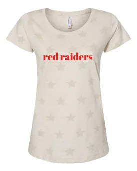 Star Pattern Scoop Neck Short Sleeve Tee in Natural Heather - Texas Tech University