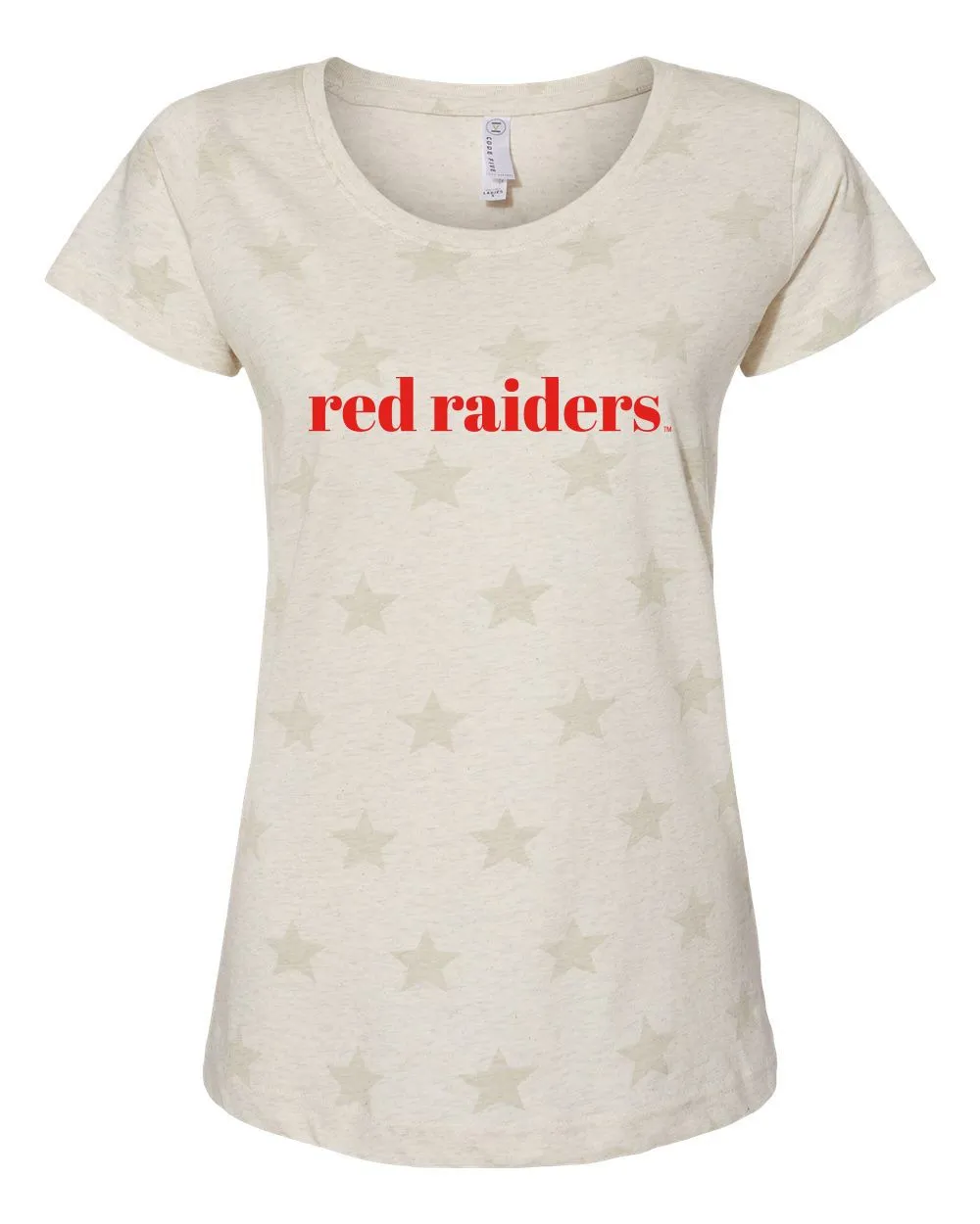 Star Pattern Scoop Neck Short Sleeve Tee in Natural Heather - Texas Tech University