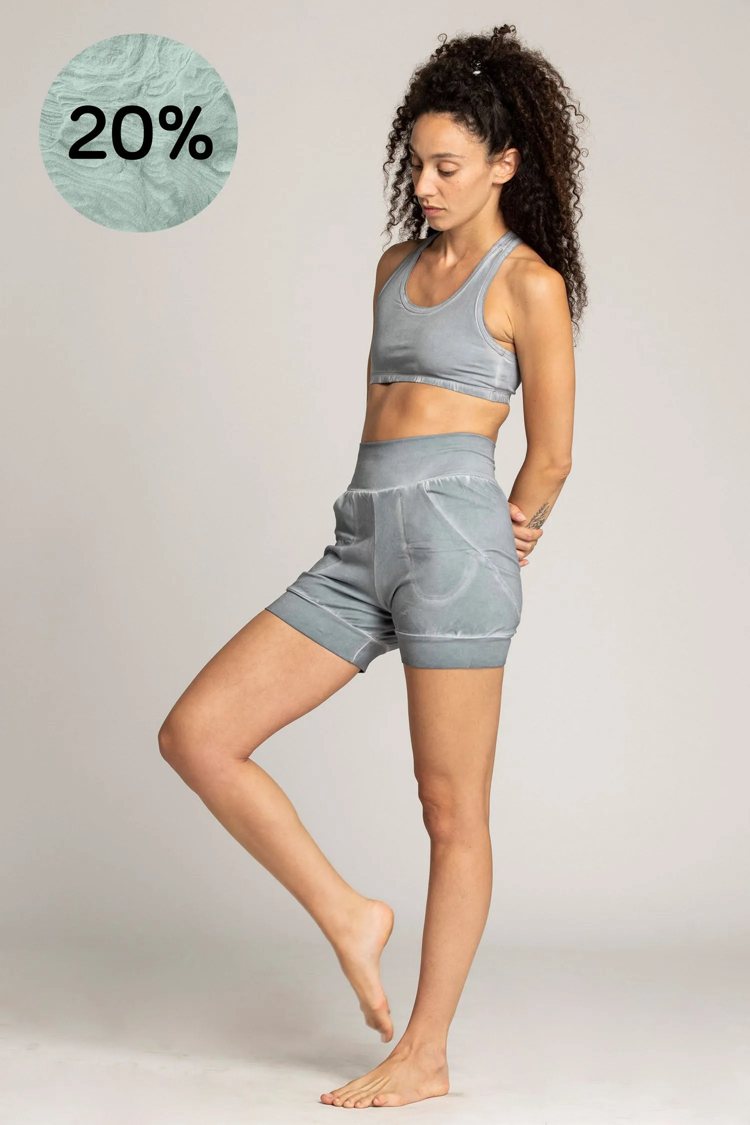 Stonewash Slouchy Yoga Shorts