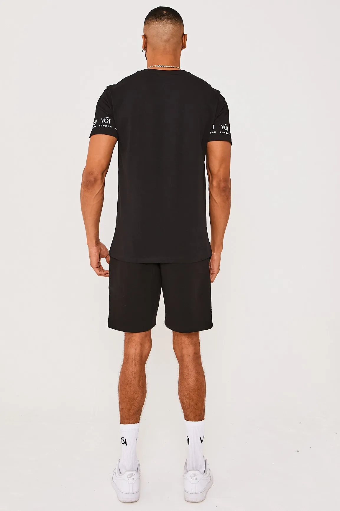 Swiss Cottage T-Shirt & Short Set - Black