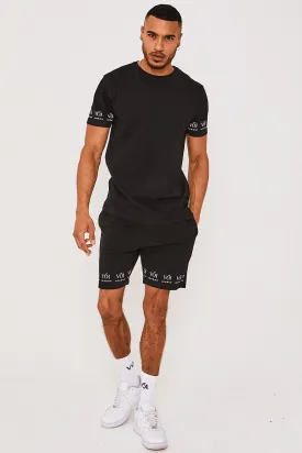 Swiss Cottage T-Shirt & Short Set - Black