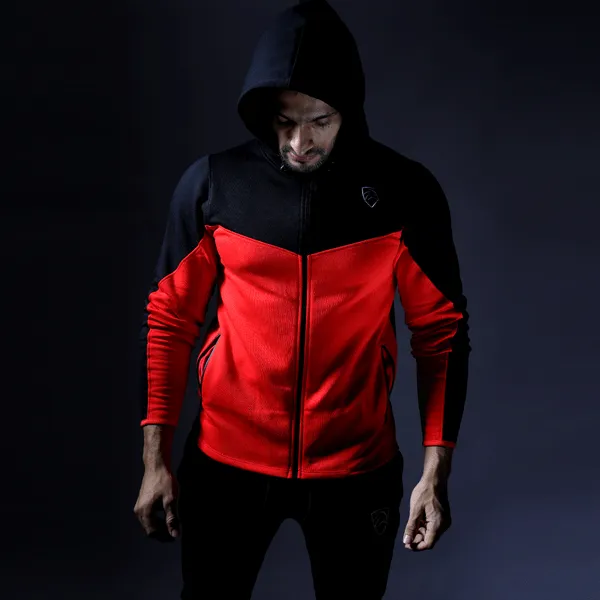 Tf-Black & Red Zipper Top Tracksuit