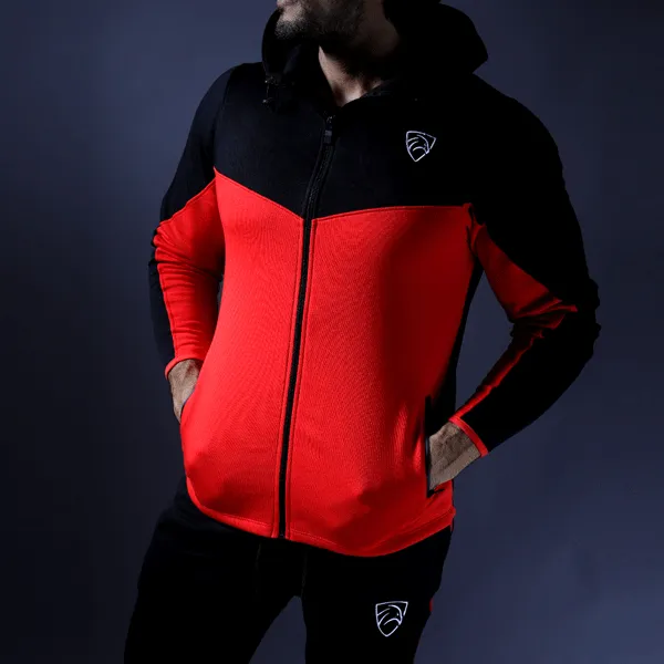 Tf-Black & Red Zipper Top Tracksuit