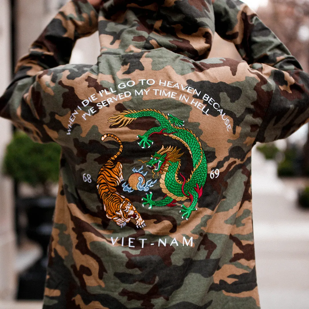 Vietnam Brushed Camo Embroidery Pull Over Hoodie