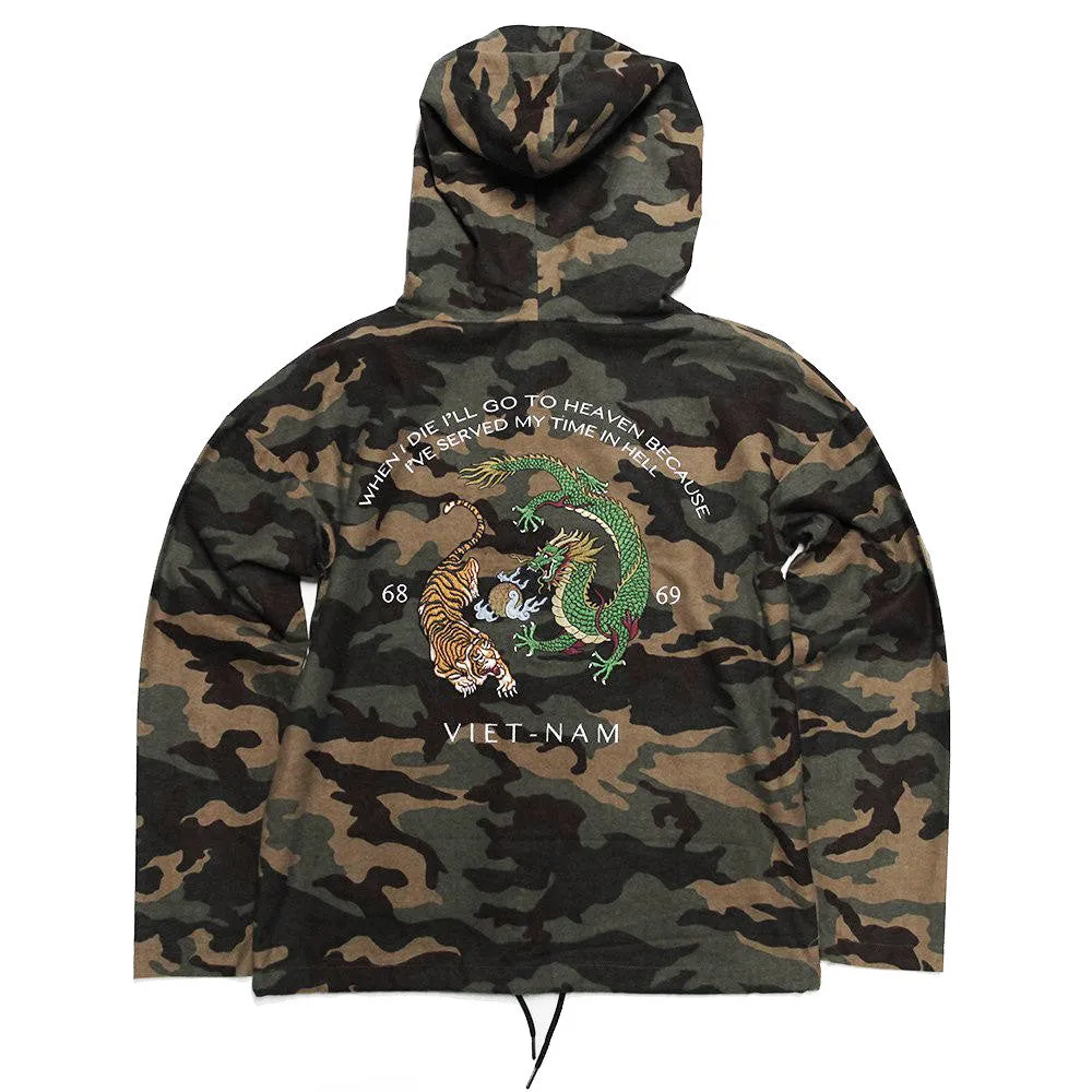 Vietnam Brushed Camo Embroidery Pull Over Hoodie