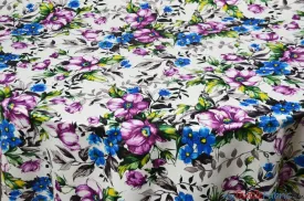 Watercolor Floral Satin Print | Dull Satin Print | 58/60" Wide | Floral Satin Print |