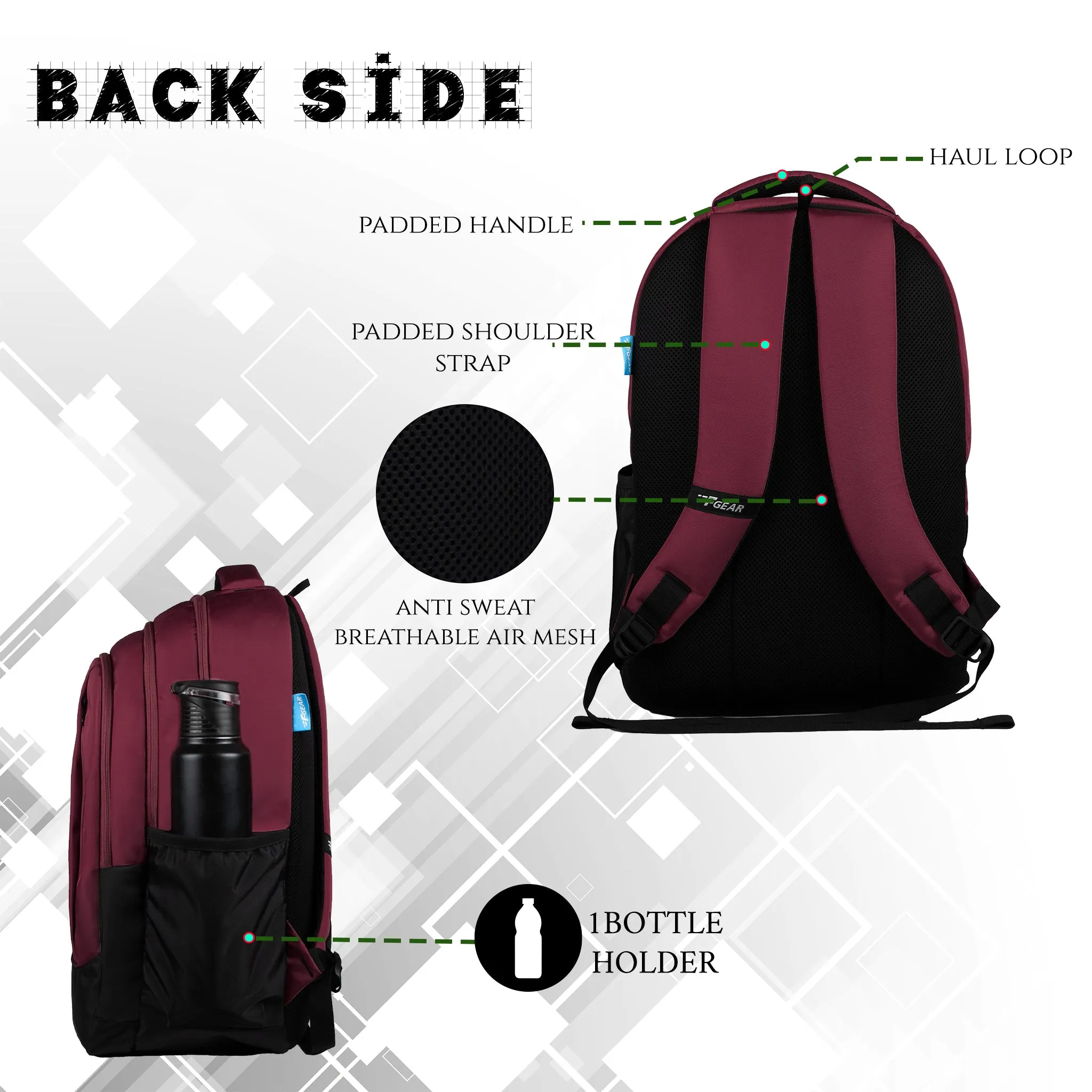 Winsome 29L Black Maroon Backpack