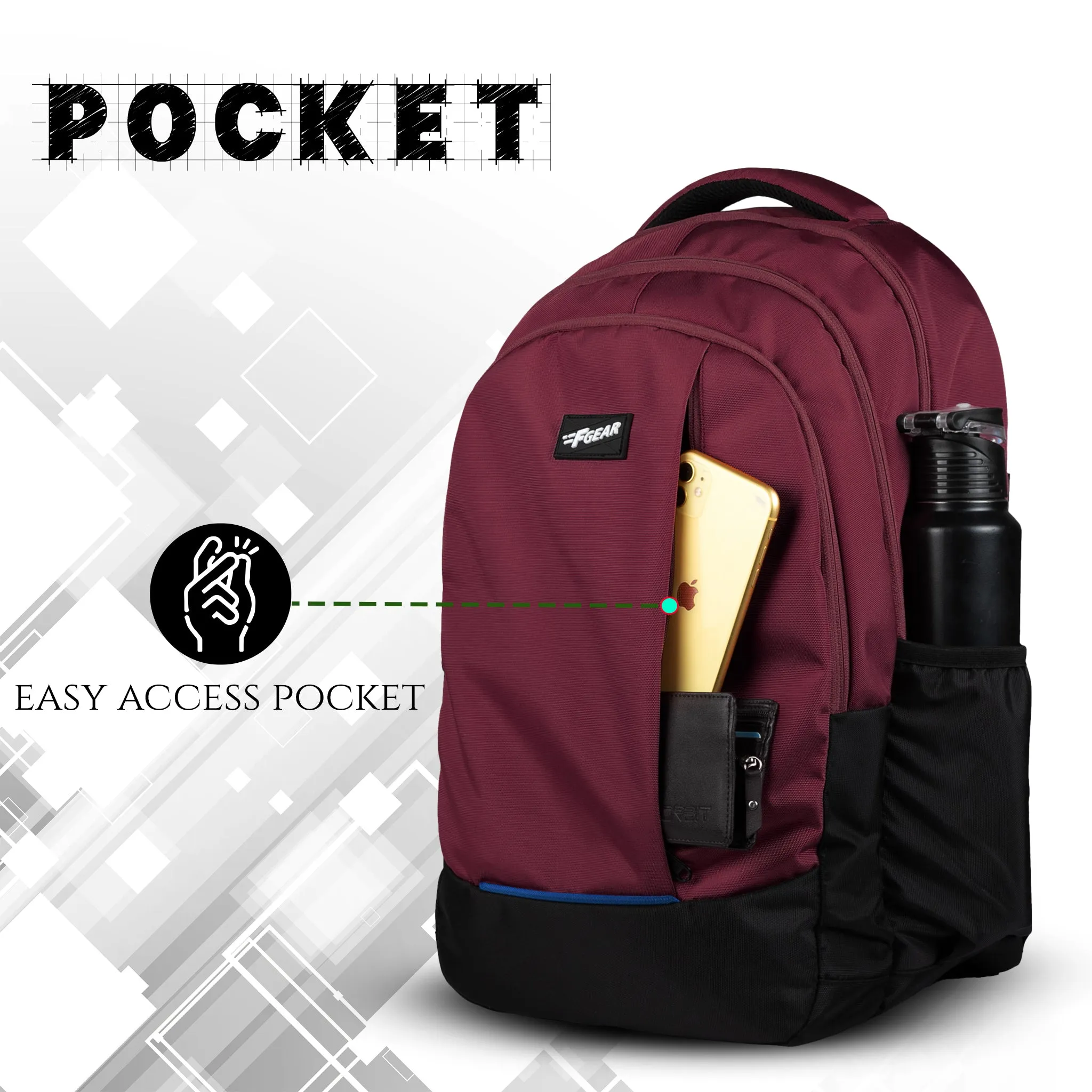 Winsome 29L Black Maroon Backpack