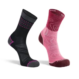 Women's Merino Wool Lightweight Crew Hiking Sock Bundle - 2 Pack