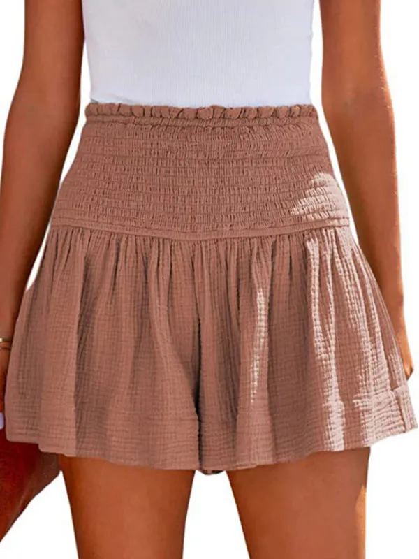 Women's Pleated High Waist Flowy Shorts