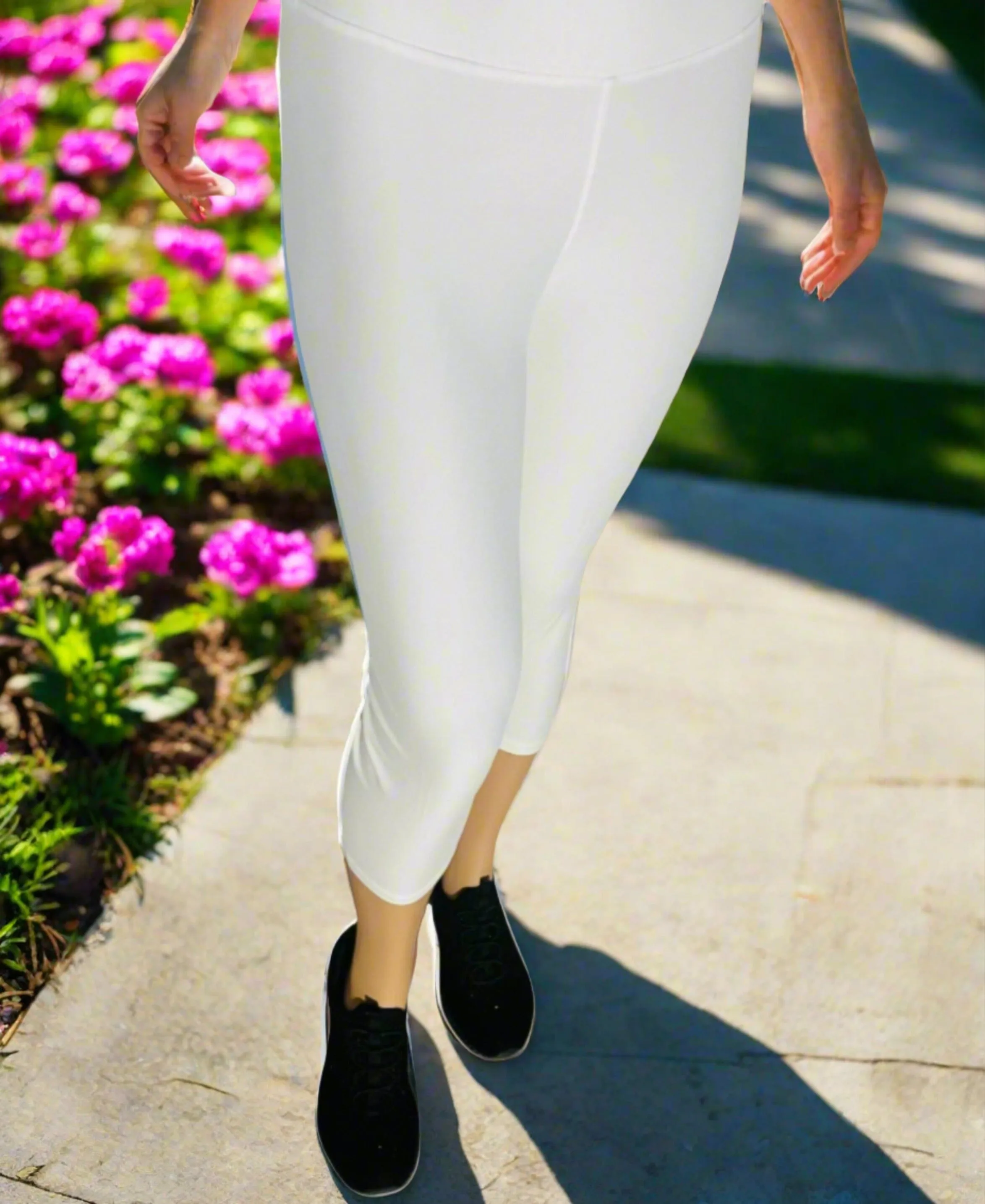 Womens White Capri Leggings, Soft Yoga Pants, Sizes 0-20, Yoga Waist, Exclusive Leggings